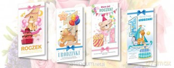 Karnet DL De Lux. Urodziny Roczek MIX (10 szt.)
