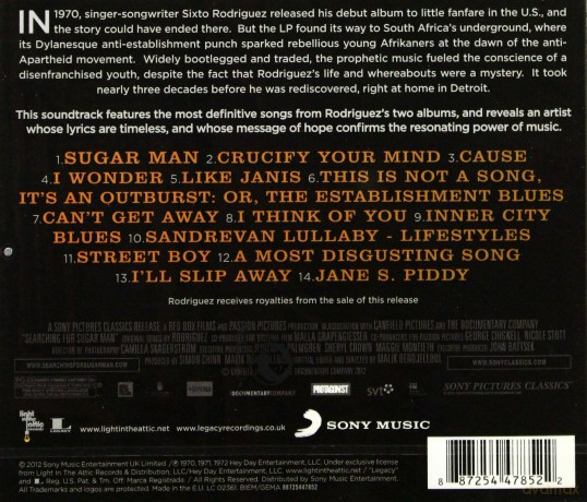 Searching For Sugar Man soundtrack (Sugar Man) (Sixto Rodriguez) [CD]