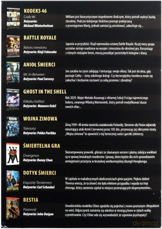 Kolekcja dobrych filmów: Bestia / Dotyk śmierci / Śmiertelna gra / Wojna zimowa / Ghost in the shell / Anioł śmierci / Battle Royale / Kodeks 46 [BOX] [8DVD]