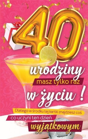 Karnet Urodzinowy 40 + naklejka