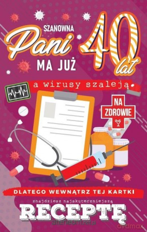 Karnet Urodzinowy z receptą 40