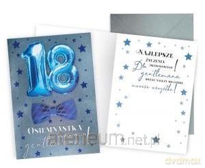 Karnet Urodziny 18 niebieski