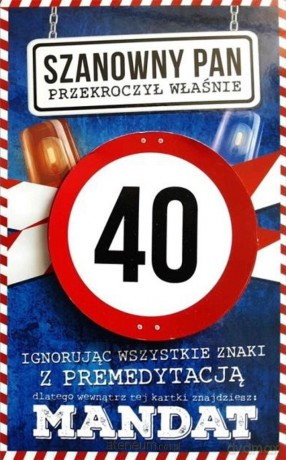 Karnet Urodziny 40 męskie JCX - 011