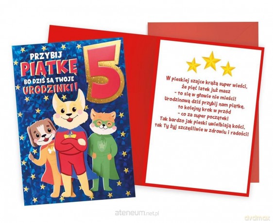 Karnet Urodziny 5 pieski