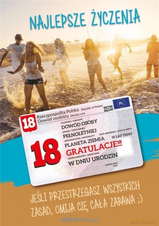 Karnet Urodziny Osiemnastka Gift-M