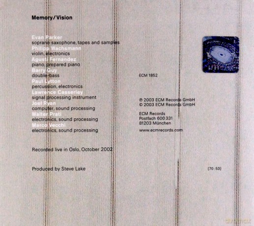 Evan Parker: Memory-Vision [CD]