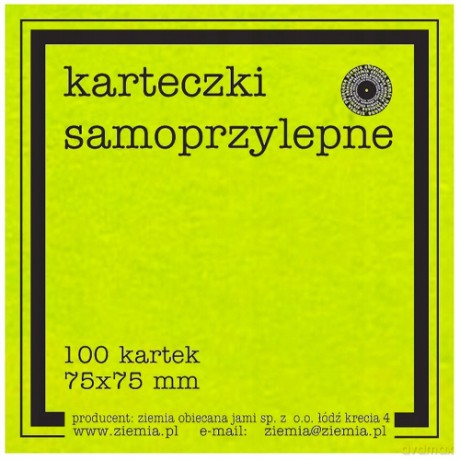 Karteczki samoprzylepne Fluo 75x75mm 100K zieleń