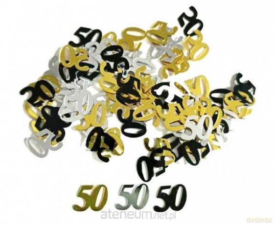 Konfetti foliowe B&C cyferka 50 MIX