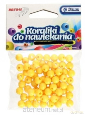 Koraliki do nawlekania żółte + sznurek 8mm 16g