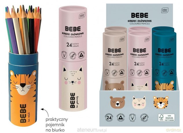 Kredki ołówkowe tuba 24 kolory BB Kids