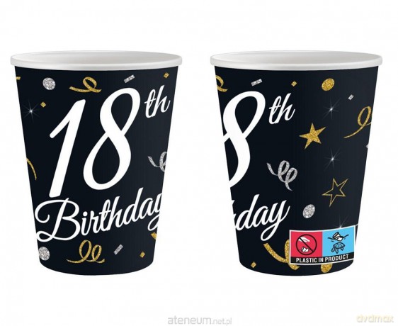 Kubeczki papierowe B&C 18 Birthday 240ml 6 szt