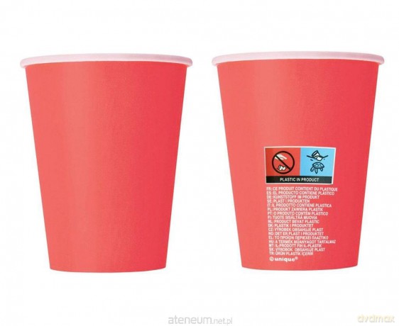 Kubeczki papierowe czerwone 270ml 8 szt