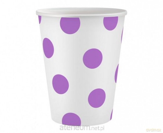 Kubeczki papierowe Groszki lawendowe 250ml 6 szt.
