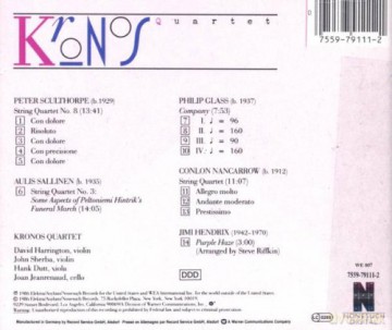 Kronos Quartet: Philip Glass, Sculthorpe, Sallinen, Hendrix [CD]