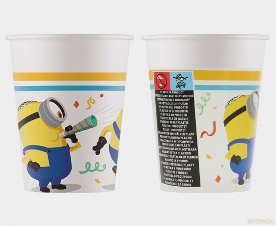 Kubeczki papierowe minionki 200ml 8 szt
