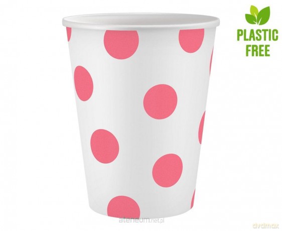 Kubeczki papierowe Różowe groszki 250 ml 6 szt