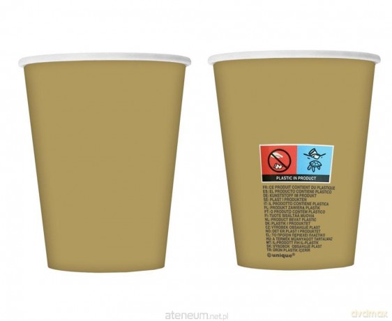 Kubeczki papierowe złote 270ml 8 szt