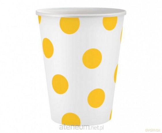 Kubeczki papierowy Groszki żółte 250ml 6 szt.