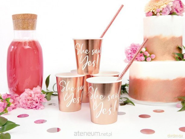 Kubeczki She said yes! różowe złoto 220ml 6 szt