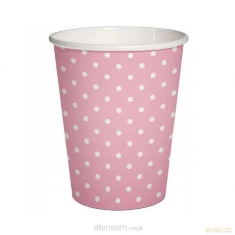 Kubki papierowe eko Różowe w kropki 250ml 10 szt