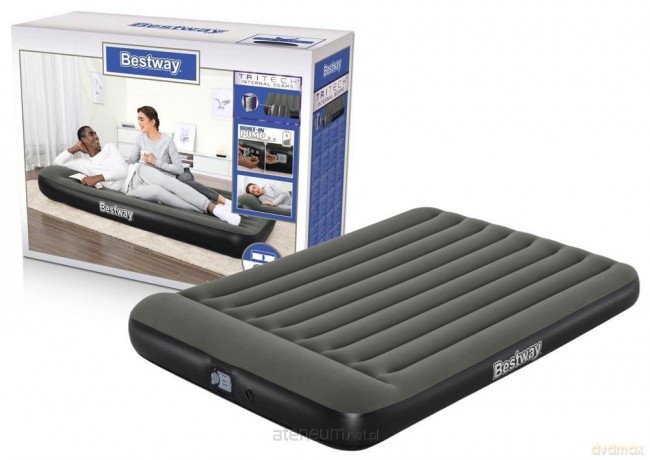 Materac dmuchany z pompką 203 x152 x30 cm [SPORT]