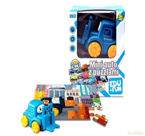 Mini auto z puzzlami Edu&Fun podnośnik