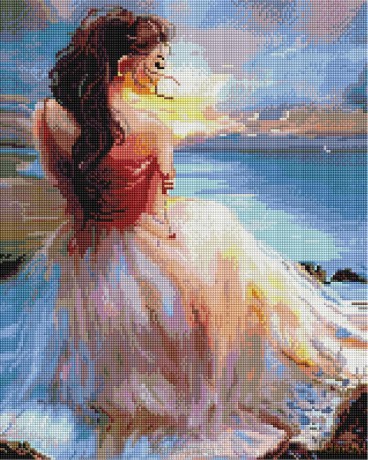 Mozaika diamentowa - Dziewczyna na brzegu 40x50 cm