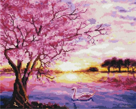 Mozaika diamentowa - Różowy zachód słońca 40x50 cm