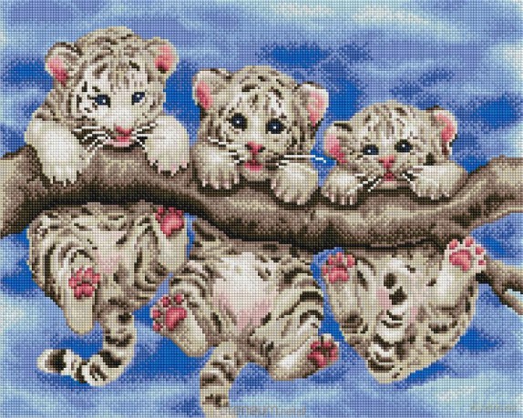 Mozaika diamentowa - Trzy tygrysy 40x50 cm