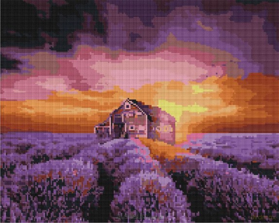 Mozaika diamentowa-Dom na lawendowym polu 40x50 cm