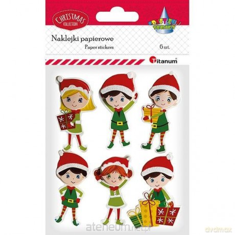 Naklejki papierowe Elfy Mikołaja 6 szt