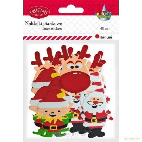 Naklejki piankowe mikołaje, renifery, elfy 40 szt