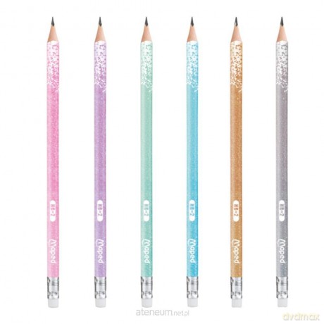 Ołówek z gumką Glitter brokat HB (12 szt)