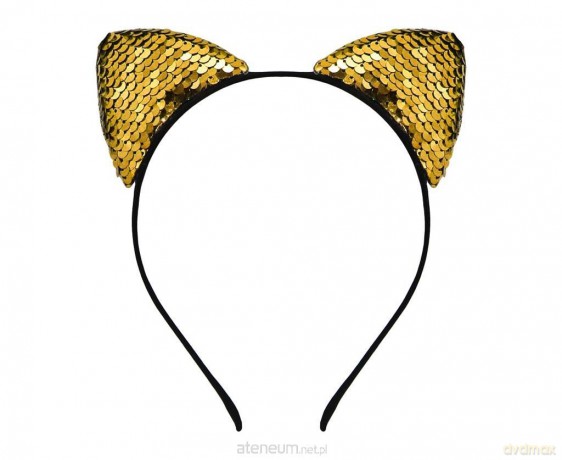 Opaska Kot z cekinami, złota