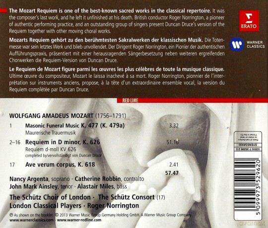 Norrington/London Classical Players: Red Line - Requiem, Ave Verum Corpus [CD]