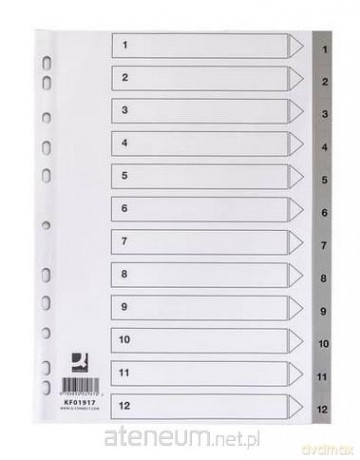 Przekładki A4 PP szare 12 kart