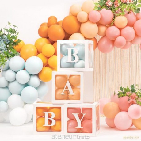 Pudełka na balony BABY białe 30x30 cm 4 szt