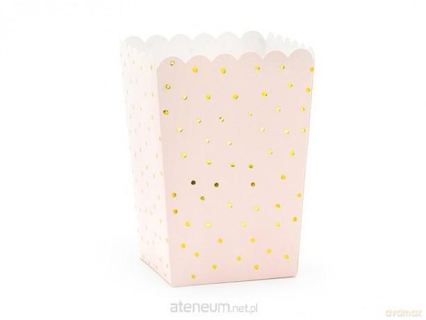 Pudełka na popcorn kropki różowe 6 szt