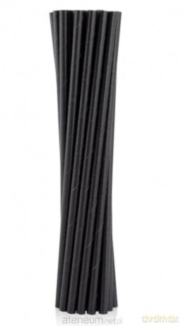 Rurki słomki papierowe czarne 6x197mm 12 szt