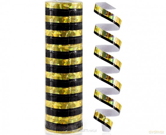 Serpentyny holograficzne czarno-złote 24 szt
