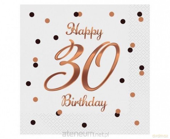 Serwetki B&C Happy 30 Birthday białe 33x33 cm 20 szt