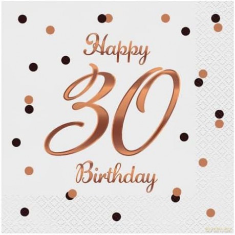 Serwetki B&C Happy 30 Birthday białe 33x33 cm 20 szt