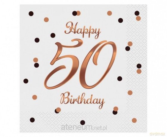 Serwetki B&C Happy 50 Birthday białe 33x33 20 szt