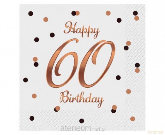 Serwetki B&C Happy 60 Birthday białe 33x33 cm 20 szt