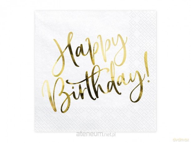 Serwetki Happy Birthday białe 33x33 cm 20 szt