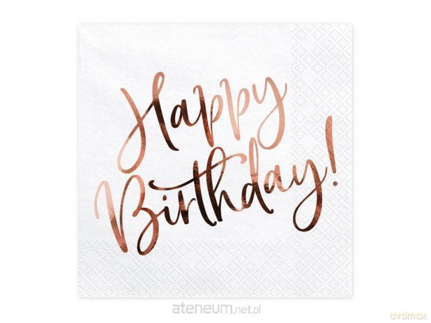 Serwetki Happy Birthday białe 33x33 cm 20 szt
