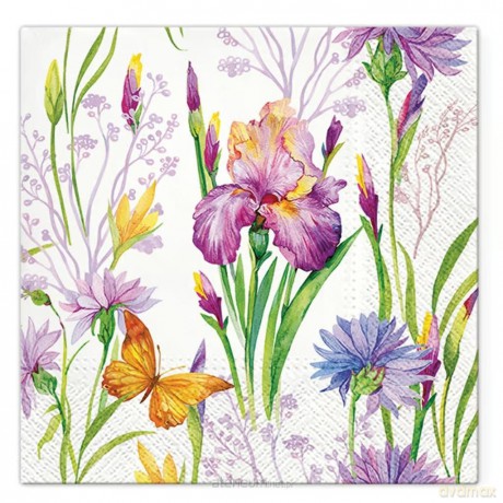 Serwetki Irysy z motylem 33x33 cm 20 szt