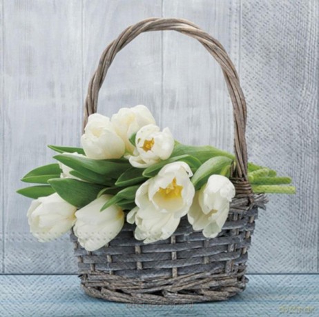 Serwetki Koszyczek z tulipanami 33x33 cm 20 szt