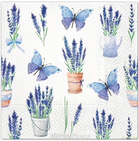 Serwetki Lawendowe Motyle 33x33 cm 20 szt