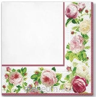 Serwetki Rosy frame gold 33x33 cm 20 szt